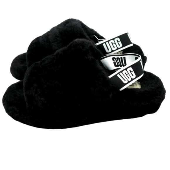 UGG~Fuzz Yeah Slide~WOMENS BLACK SHEARLING SLIPPERS~SIZE 9 - Picture 6 of 7